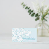 Blooming Beauty | Lichte blauwe huid esthetiste Visitekaartje (Staand voorkant)