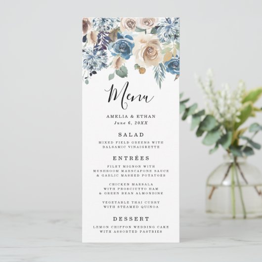 Blooming Beauty | Stemkaart voor bruiloften Menu (Staand voorkant)