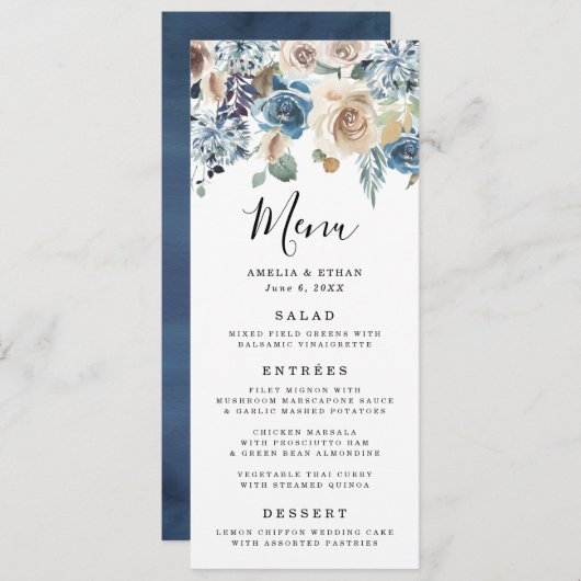 Blooming Beauty | Stemkaart voor bruiloften Menu (Voorkant / Achterkant)