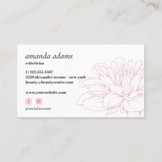 Blooming Beauty | Waterverf estheticus Skincare Visitekaartje (Achterkant)