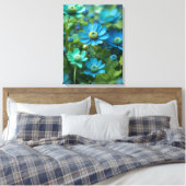 Blooming Blauw en Groen Veld Canvas Afdruk (Insitu (Slaapkamer))