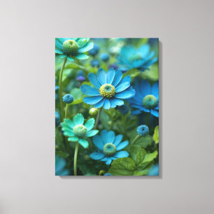 Blooming Blauw en Groen Veld Canvas Afdruk