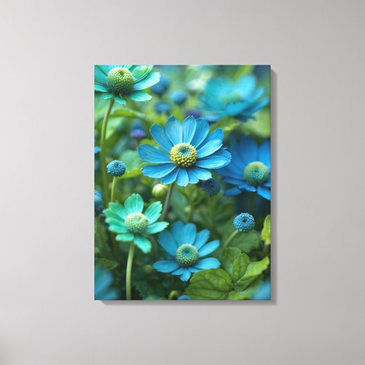 Blooming Blauw en Groen Veld Canvas Afdruk (Voorkant)
