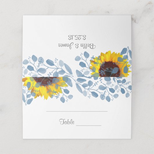 Blooming Blue Botanical Zonnebloem Plaats Kaarten Plaatskaartje (Buitenkant ongevouwen)
