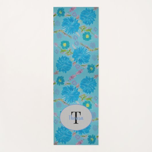 Blooming Bluebells Floral Monogram Yoga Mat (Voorkant)