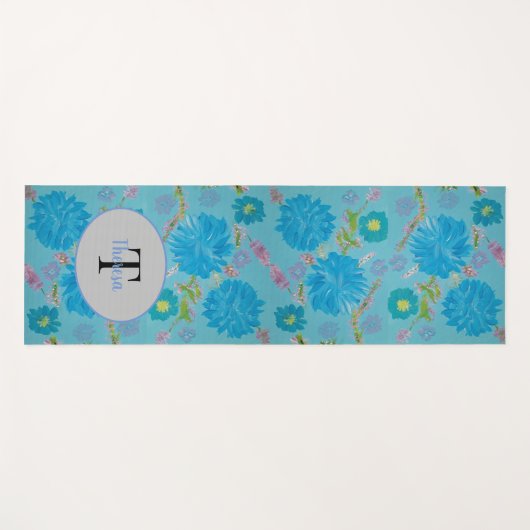 Blooming Bluebells Floral Monogram Yoga Mat (Voorkant (horizontaal))