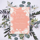Blooming Blush Coral Floral Wedding Invitations Kaart