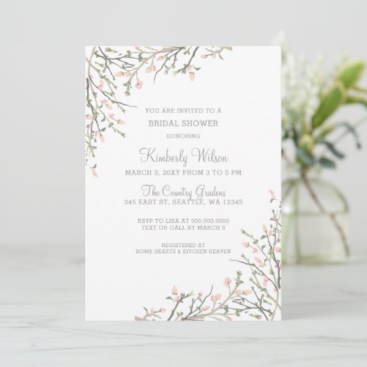 Blooming Blush Floral Wedding Vrijgezellenfeest Kaart (Staand voorkant)