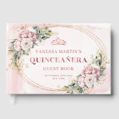 Blooming Blush Pink Flowers Eucalyptus Quinceañera Gastenboek (Voorkant)