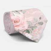 Blooming Blush Pink Secret Garden Floral Wedding Stropdas (Opgerold)