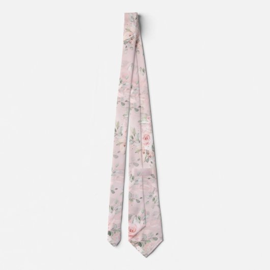 Blooming Blush Pink Secret Garden Floral Wedding Stropdas (Achterkant)