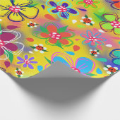 Blooming Boho Flowers op Yellow Cute Cadeaupapier (Hoek)