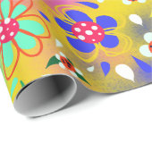 Blooming Boho Flowers op Yellow Cute Cadeaupapier (Rol Hoek)