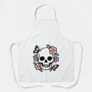 Blooming Bones Cute Floral Skull Sticker Schort