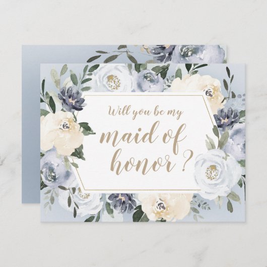 Blooming botanical Wil je mijn bruidsmeisje zijn? Kaart (Voorkant / Achterkant)