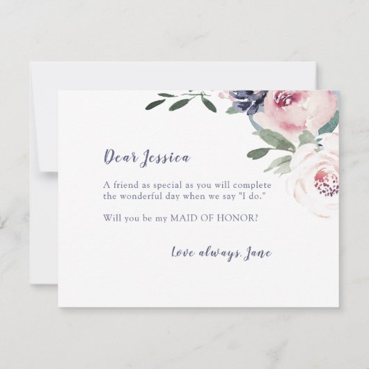 Blooming botanical Wil je mijn bruidsmeisje zijn? Kaart (Achterkant)