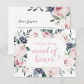 Blooming botanical Wil je mijn bruidsmeisje zijn? Kaart (Voorkant / Achterkant)