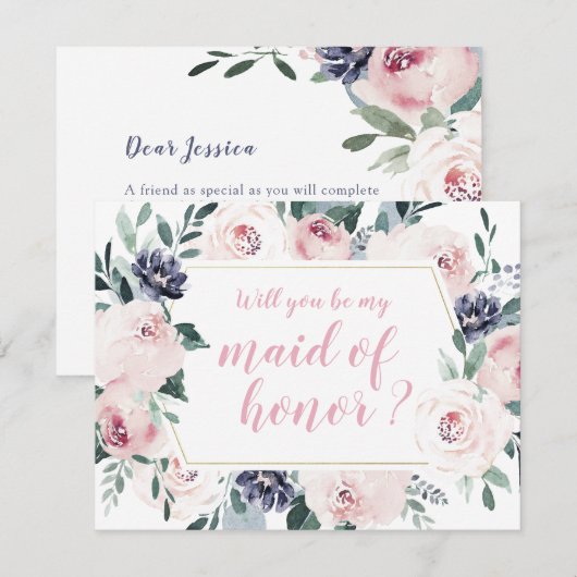 Blooming botanical Wil je mijn bruidsmeisje zijn? Kaart (Voorkant / Achterkant)