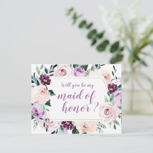 Blooming botanical Wil je mijn bruidsmeisje zijn? Kaart (Staand voorkant)