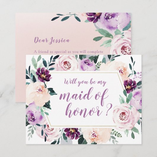 Blooming botanical Wil je mijn bruidsmeisje zijn? Kaart (Voorkant / Achterkant)