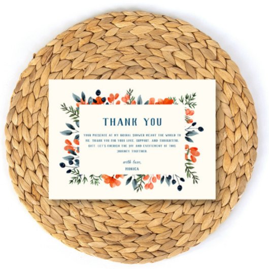 Blooming Botanicals Oranje Bloem Bruidsdouche Bedankkaart