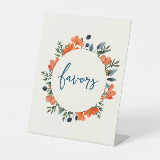 Blooming Botanicals Oranje Vrijgezellenfeest gunst Reclamebord Met Voetstuk (Voorkant)