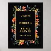 Blooming Botanicals Zwart en Goud Vrijgezellenfees Folie Afdrukken (Voorkant)