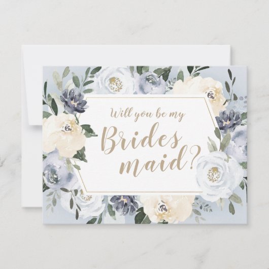 Blooming botanisch grijs Wil je mijn bruidsmeisje  Kaart (Voorkant)