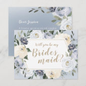 Blooming botanisch grijs Wil je mijn bruidsmeisje  Kaart (Voorkant / Achterkant)