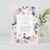 Blooming botanische blush waterverf florale bruilo kaart (Staand voorkant)