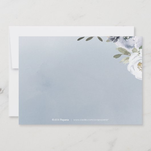 Blooming Botanische grijze waterverf florale bruil Kaart (Achterkant)