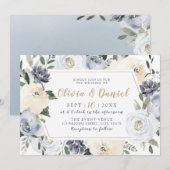 Blooming Botanische grijze waterverf florale bruil Kaart (Voorkant / Achterkant)