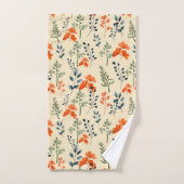 Blooming Botanische Oranje Floral Green Branch Bad Handdoek (Handdoek)