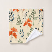 Blooming Botanische Oranje Floral Green Branch Bad Handdoek (Wasdoekje)