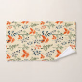 Blooming Botanische Oranje Floral Green Branch Bad Handdoek (Handdoek)