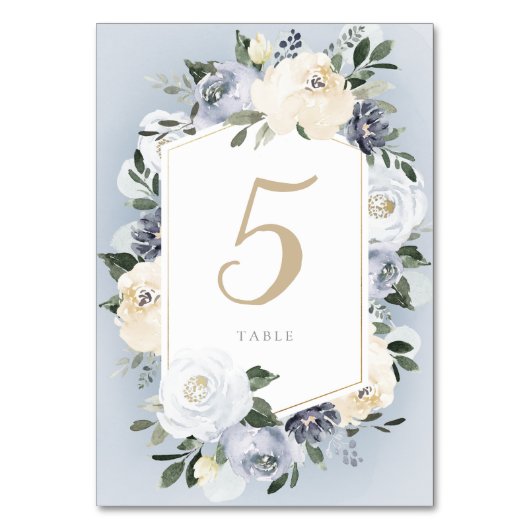 Blooming botanische stoffige blauwe bruiloft kaart (Achterkant)