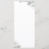 Blooming botanische stoffige blauwe bruiloft menu (Achterkant)