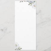 Blooming botanische stoffige blauwe bruiloft menu (Achterkant)