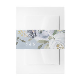 Blooming botanische stoffige blauwe bruiloft uitnodigingen wikkel