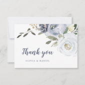 Blooming botanische stoffige blauwe waterverf flor bedankkaart (Voorkant)