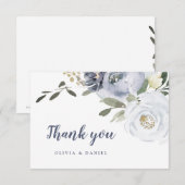 Blooming botanische stoffige blauwe waterverf flor bedankkaart (Voorkant / Achterkant)