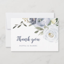 Blooming botanische stoffige blauwe waterverf flor bedankkaart