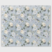 Blooming botanische stoffige blauwe waterverf flor cadeaupapier (Vlak)