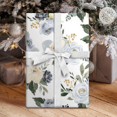 Blooming botanische stoffige blauwe waterverf flor tissuepapier