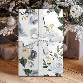 Blooming botanische stoffige blauwe waterverf flor tissuepapier