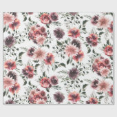  Blooming Bourgondische bloemen Verpakkingspapier Cadeaupapier (Vlak)