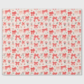 Blooming Bows - Bloemen en lint patroon Cadeaupapier (Vlak)