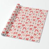 Blooming Bows - Bloemen en lint patroon Cadeaupapier (Uitgerold)
