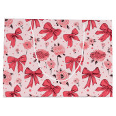 Blooming Bows - Bloemen en lint patroon Groot Cadeauzakje (Achterkant)