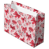 Blooming Bows - Bloemen en lint patroon Groot Cadeauzakje (Voorkant Gekanteld)